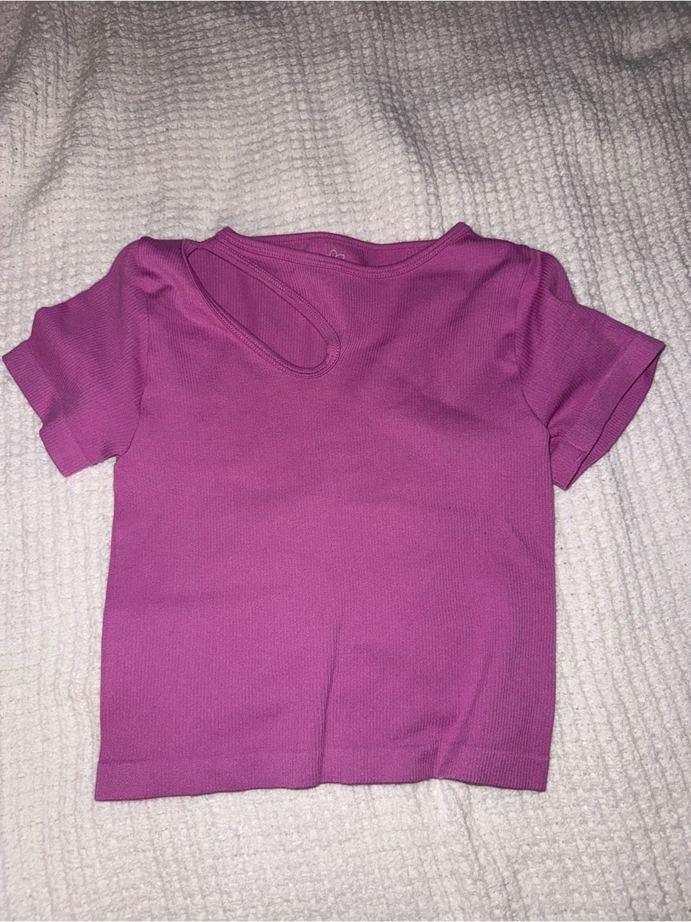 Aura Girls Short Sleeve Magenta Cutout Rib Tee